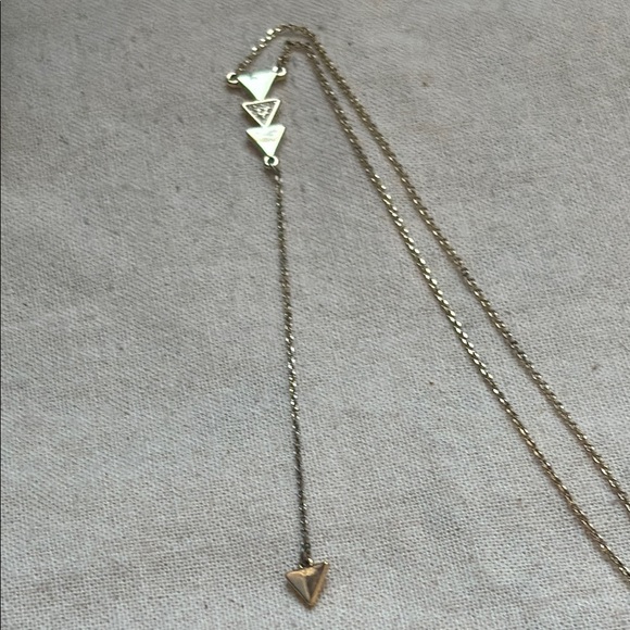 Gold Bar BaubleBar Y-Shape Lariat Necklace Triangle Pave Crystal Arrow Pendant - Picture 4 of 4